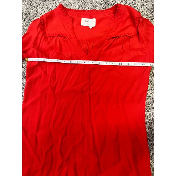 ba&sh Track Grenadine Lady‎ Dress Long Sleeve V Neck Shift Dress 1 Womens S Red - Picture 4 of 10